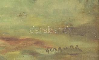 Gebauer jelzéssel: Faluvége. Olaj, karton. Dekoratív fa keretben, 29×39 cm