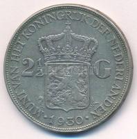 Hollandia 1930. 2 1/2G Ag "Wilhelmina I" T:2 
Netherlands 1930. 2 1/2 Gulden Ag "Wil...
