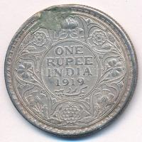 Brit-India 1919. 1R Ag "V. György" T:3 fülnyom, anyaghiány 
British India 1919. 1 Rupee A...