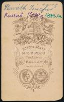cca 1874 Női portré, kézzel színezett fotó Borsos és Doctor pesti műterméből, 9,5 cm