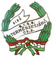 1956. B.T.S.B. (Budapesti Testnevelési és Sportbizottság) Természetjáró CS.B. - Bíró zománcozott fém jelvény (27x30mm) T:1-,2 repedezett zománc