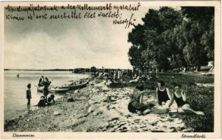 1929 Dunavecse, Strandfürdő, fürdőzők (EK)