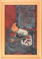 Fábián Gyöngyvér (1944-): Csendélet. Olaj, vászon, jelzett, fa keretben, 60×40 cm