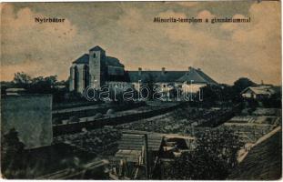 1922 Nyírbátor, Minorita templom a gimnáziummal. Fohn Adolf kiadása (Rb)