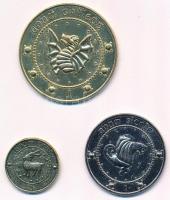 DN Knút + Sarló + Galleon Harry Potter filmes érmék aranyozott, ezüstözött Al T:2- patina Knut + Sickle + Galleon Harry Potter Movie Coins C:VF patina