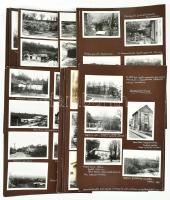 cca 1988 Budatétény és Diósárok környékének neves épületeit, szobrait bemutató fotó-összeállítás, feliratozva, kartonra ragasztva, 15 db lapon