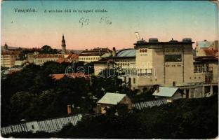 1911 Veszprém, a színház déli és nyugati oldala. Krausz A. Fia kiadása (EK)