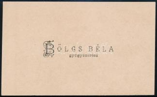 1887 Bölcs Béla muraszombati gyógyszerész névnapi üdvözlő sorai névjegykártyája hátoldalán, 5,5x9,5 cm