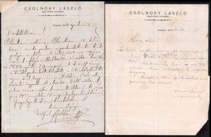 cca 1884 Cholnoky László (1835-1901) köz-, és váltó-ügyvéd irodájának hivatalos levelei (4 db) ügyfe...