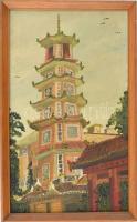 Jelzés nélkül: Pagoda. Olaj, vászon, fa keretben. 49×29 cm.