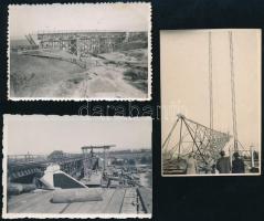 1942 Monosfalu, híd építése, 3 db fotó, 5,5×8 cm