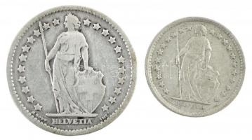 Svájc 1907B 1Fr Ag + Svájc 1963. 1/2Fr Ag T:3,2 patina Switzerland 1907B 1 Francs Ag + 1963. 1/2 Fra...