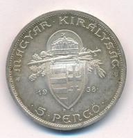 1938. 5P Ag "Szent István" T:2 patina
Adamo P8.1