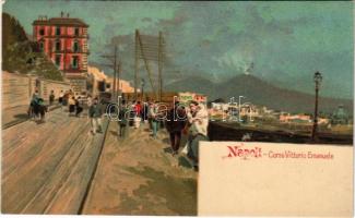 Napoli, Naples; Corso Vittorio Emanuele. litho