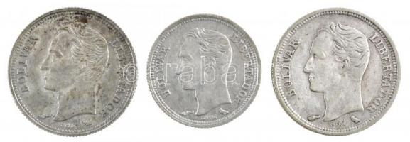 Venezuela 1960. 25c Ag + 50c Ag (2x) T:1-,2 patina Venezuela 1960. 25 Centimos Ag + 50 Centimos Ag (...