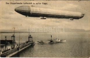 1908 Das Zeppelinsche Luftschiff in voller Fahrt / Zeppelin airship (EB)