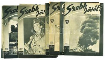 1942-1943 Szebb Jövőt, a Leventék képes hetilapjának 10 száma, részben kopott, kissé szakadozott borítókkal.