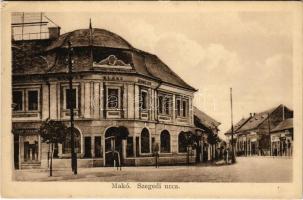 1927 Makó, Szegedi utca, Magyar-Olasz Bank, kalap szalon, üzletek. Kovács Sándor kiadása (EK)