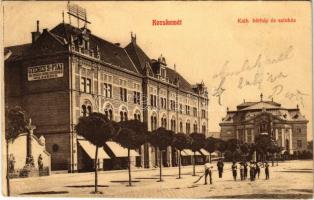 1908 Kecskemét, Katolikus bérház és Színház, Gyenes S. és Fiai üzlete a sarkon. Fekete G. Mihály kiadása (EB)