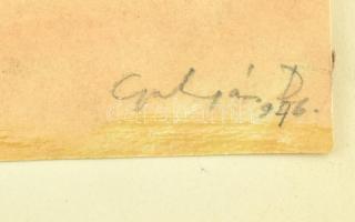 Gulyás Dénes (1927-2003): Beszélgetők, 1976. Akvarell, papír, jelzett, papírra kasírozva, 34x45,5 cm