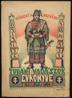 1943 Turáni vadászok évkönyve, 186p. Kiadói illusztrált papírkötésben, 24x17cm