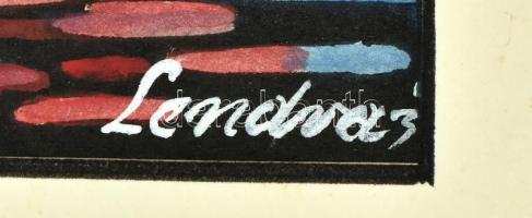 Lendvai jelzéssel, 2 db mű: Vitorlás és városrészlet. Vegyes technika, papír, papírra kasírozva. 30x...