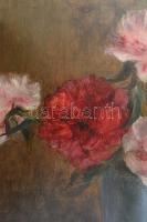 Szikszay Ferenc (1871-1908): Pünkösdi rózsák, 1901. Olaj, vászon, hátoldalán autográf felirattal. 55...