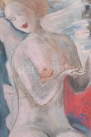 Jelzés nélkül: Női akt. Tempera, karton, kissé sérült, 66×51 cm