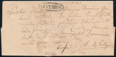 1838 Távolsági levél "v.EPERIES" - S.A. Újhely (szakadások, kis hiány / small damages)