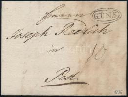 1836 Távolsági portós levél teljes tartalommal "GÜNS" - Pest