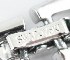 Swarovski jelzésű ródiumozott fém nyaklánc, strasszokkal díszítve, néhány kő hiányzik, h:42cm