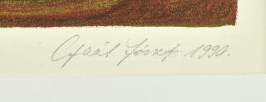 Gaál József (1960-): Kegyetlen színház, 1990. Litográfia, papír. Jelzett, számozott: 24/50. Hátoldal...