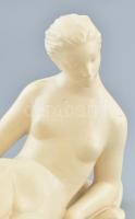 Fekvő akt, fajansz, jelzett, kopásnyomokkal, karcokkal h:30cm