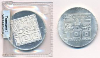 Ausztria 1977. 100Sch Ag "900 éves Hohensalzburg vára" (2x) T:1,PP fo. 
Austria 1977. 100...