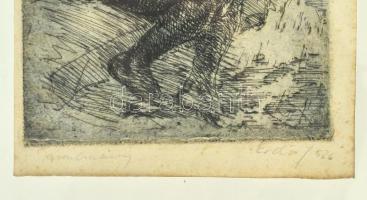 Olvashatatlan (Erdős?) jelzéssel: Tanulmány. Rézkarc, papír, üvegezett fa keretben. 14×11 cm