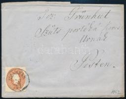 1862 10kr távolsági levélen teljes tartalommal 