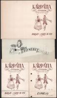 cca 1957 Kárpátia étterem 1957.VI.1. étlapja, sérült + kb. 10 db Kárpátia reklám nyomtatvány és terv