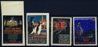 1920-1938 Állatkert, Széchenyi-fürdő, Margitszigeti Szabadtéri Színpad  4 db levélzáró