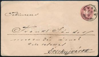~1863 5kr díjjegyes boríték "PESTH / Abends." - Érsekújvár