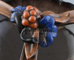 Mázas kerámia asztali kínálótál, kis kopásnyomokkal, d: 28 cm