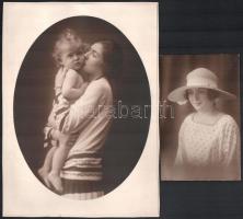 cca 1910-1930 Műtermi portrék, 4 db fotó, 13,5×8,5 és 23×16 cm közötti méretekben