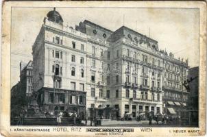 1924 Wien, Vienna, Bécs; Hotel Ritz (vormals Krantz), Neuer Markt, Kärntnerstrasse / street view, hotel, shop (fl)