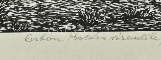 Simon Balázs (1938-): : Orbán Balázs síremléke. Linómetszet, papír. Jelzett. 22x32 cm