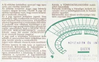 1986 Queen, Népstadion, belépőjegy a legendás koncertre, küzdőtér, hajtásnyommal, máskülönben jó áll...