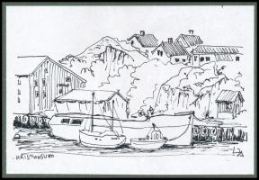 Ligeti Zsuzsa: Kristalsund. Tus, papír, jelzett 15x11 cm