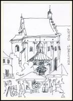 Ligeti Zsuzsa: Kazimierz Dolny. Tus, papír, jelzett 15x11 cm