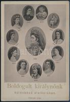 cca 1898 Boldogult királynőnk, Erzsébet királyné, Sisi (1837-1898), különböző életkorában, keményhátú fotó, 16,5x11,5 cm /  Portraits of Empress Elisabeth of Austria, photograph composition on cardboard, 16,5×11,5 cm