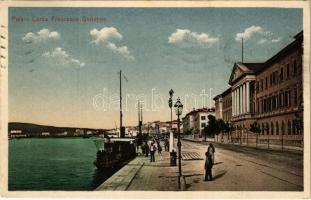 1913 Pola, Pula; Corso Francesco Giuseppe / street view, port (EK)