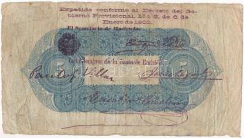 Kolumiba / Santander Bank 1873. 5P "B 15930", hátlapon felülbélyegezve T:III-
Colombia / ...