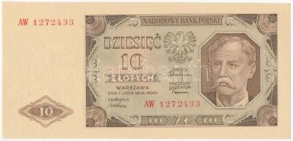 Lengyelország 1948. 10Zl "AW 1272433" T:I vágáshiba/vágott(?) Poland 1948. 10 Zlotych "AW 1272433" C:UNC miscut/cut(?)